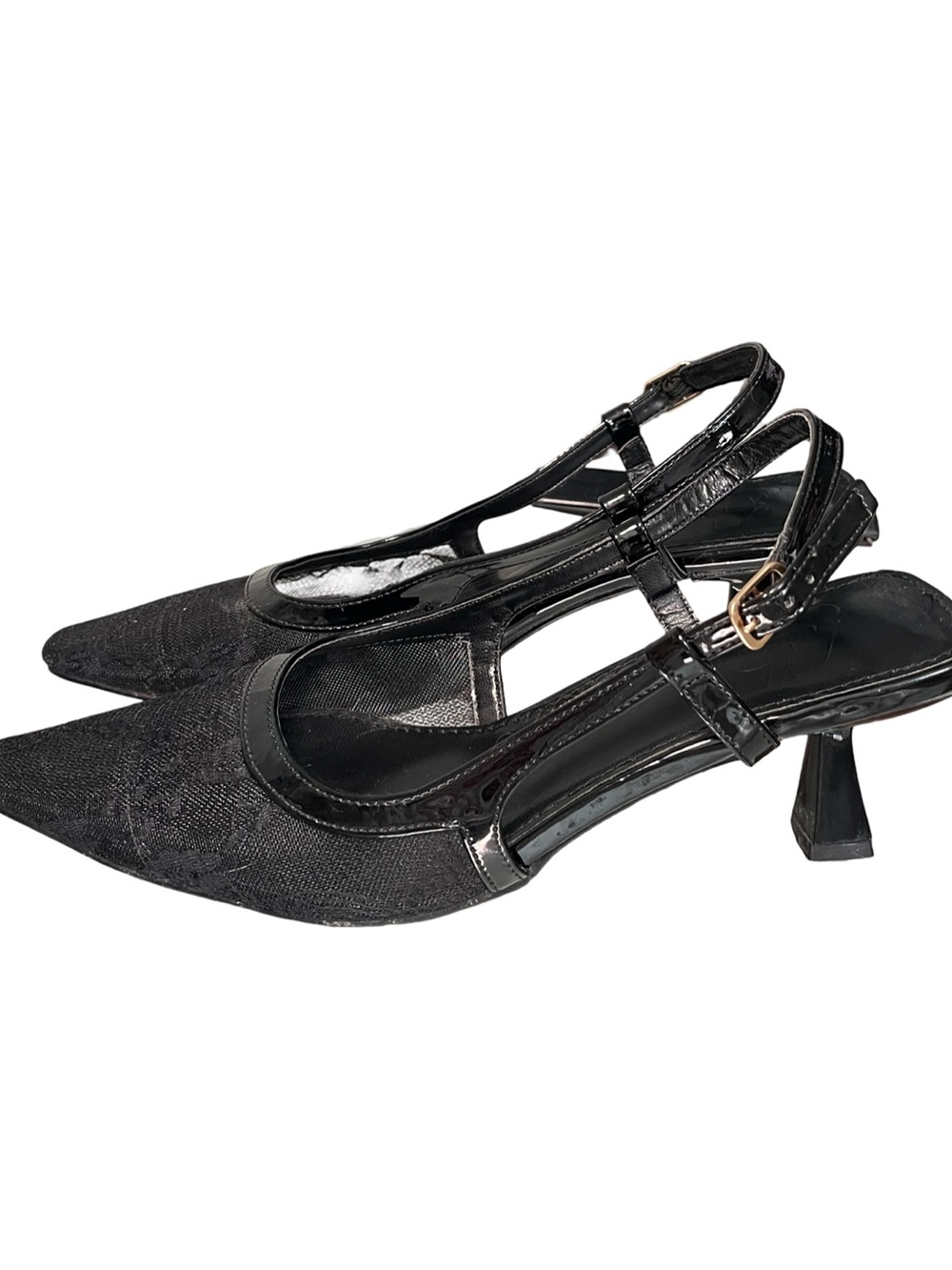 Black Pointed Slingback Kitten Heel - Elegant Women's Dress Shoes